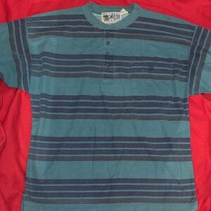 Rare Vintage Tomato Striped Henley Tee.
